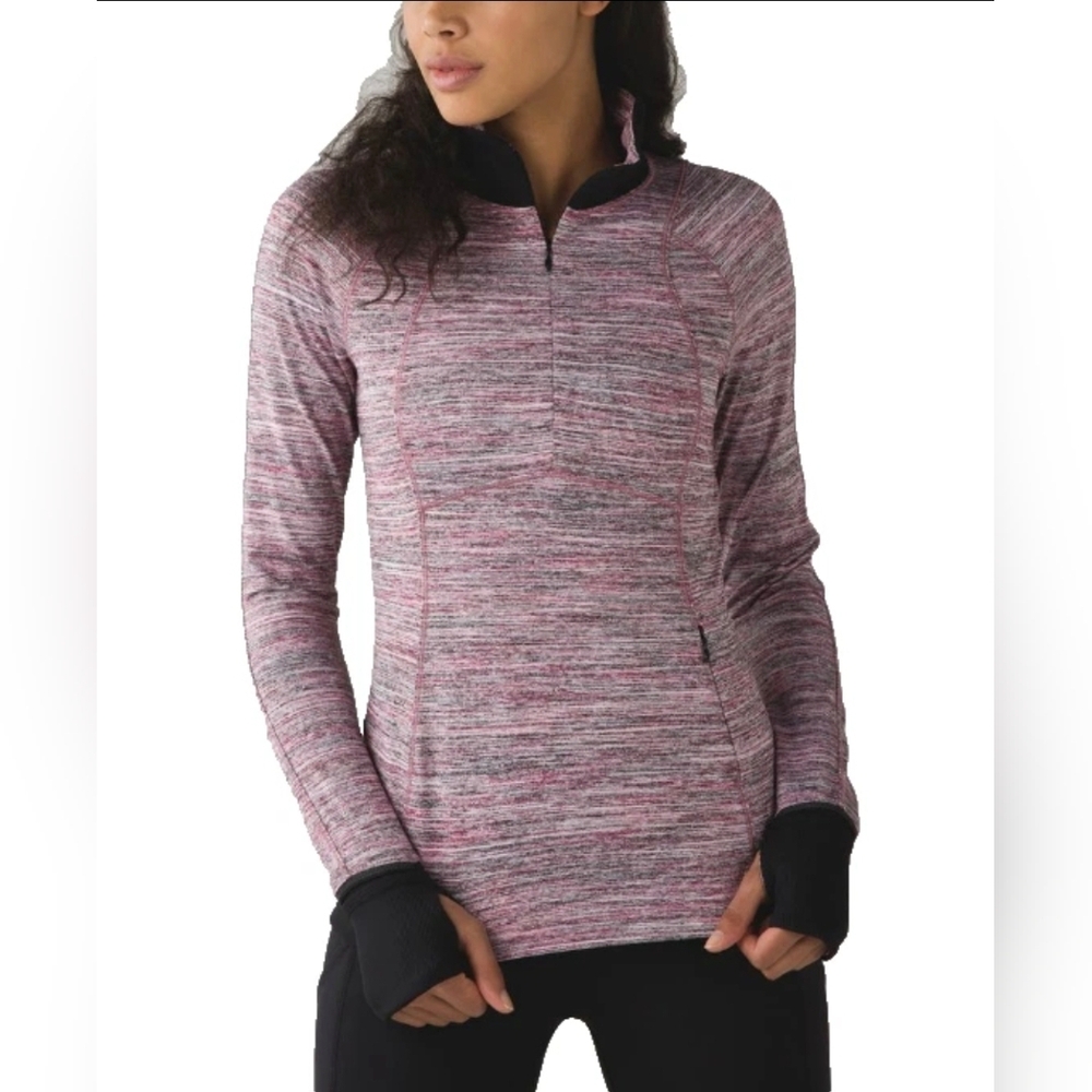 Lululemon Runderful 1/2 Zip In Space Dye Berry Rumble - Size 4